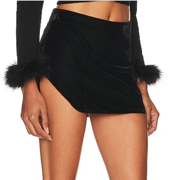 NWT Free People Annalise Velvet Mini Skirt Velvet Black Festive High Rise 8 Chic - Picture 4 of 8